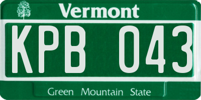 VT license plate KPB043
