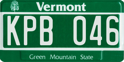 VT license plate KPB046