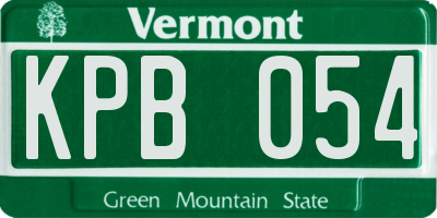 VT license plate KPB054