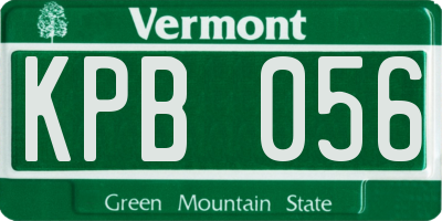 VT license plate KPB056