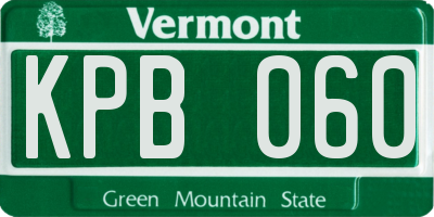 VT license plate KPB060