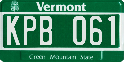 VT license plate KPB061