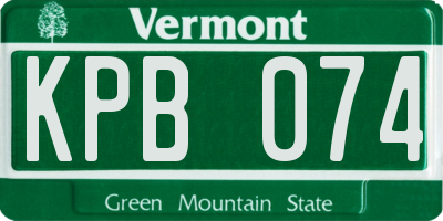 VT license plate KPB074