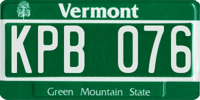 VT license plate KPB076