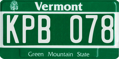 VT license plate KPB078