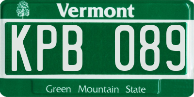 VT license plate KPB089