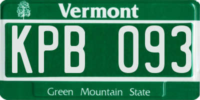 VT license plate KPB093