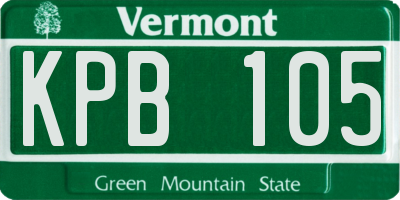 VT license plate KPB105