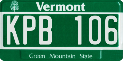 VT license plate KPB106