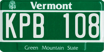 VT license plate KPB108