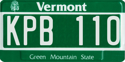 VT license plate KPB110