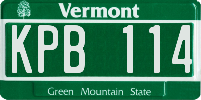 VT license plate KPB114