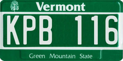 VT license plate KPB116