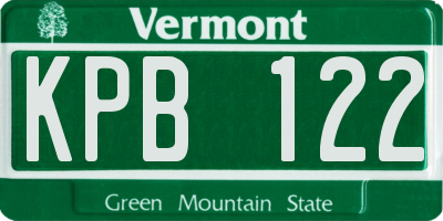 VT license plate KPB122