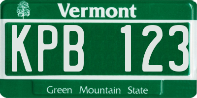 VT license plate KPB123