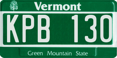 VT license plate KPB130