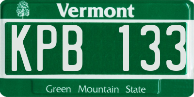 VT license plate KPB133