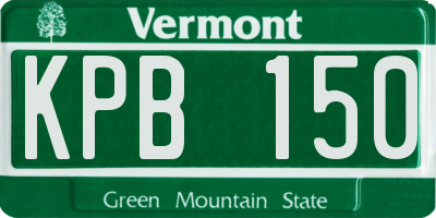 VT license plate KPB150