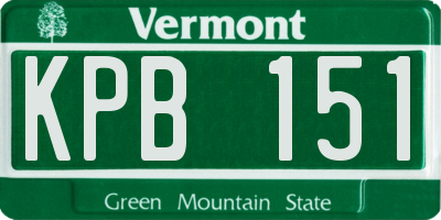 VT license plate KPB151