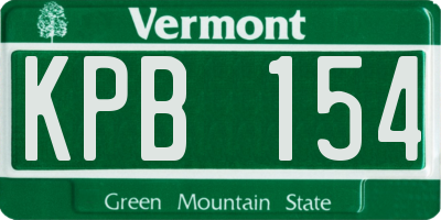 VT license plate KPB154