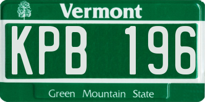 VT license plate KPB196
