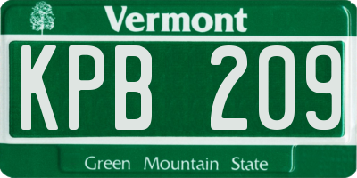 VT license plate KPB209