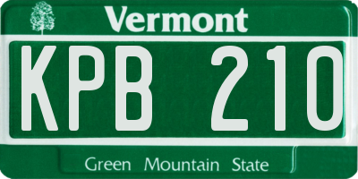 VT license plate KPB210