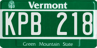 VT license plate KPB218