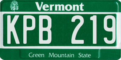 VT license plate KPB219
