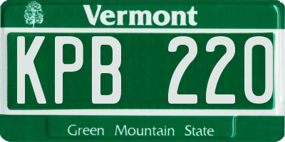 VT license plate KPB220
