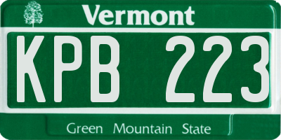 VT license plate KPB223