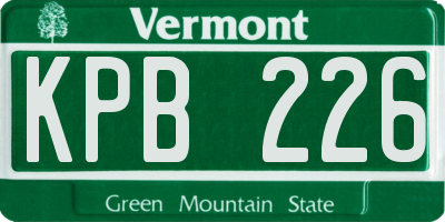 VT license plate KPB226