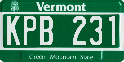 VT license plate KPB231