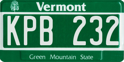 VT license plate KPB232