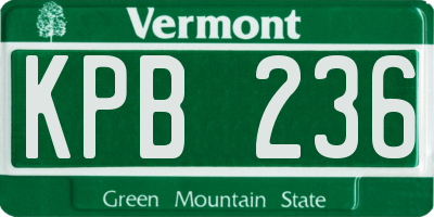 VT license plate KPB236