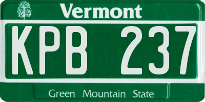 VT license plate KPB237
