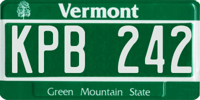 VT license plate KPB242