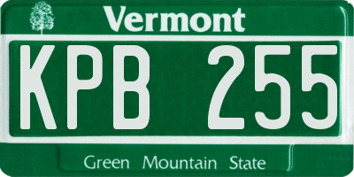 VT license plate KPB255