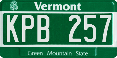 VT license plate KPB257