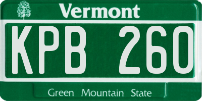 VT license plate KPB260