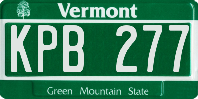 VT license plate KPB277