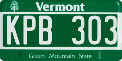 VT license plate KPB303