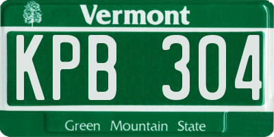 VT license plate KPB304