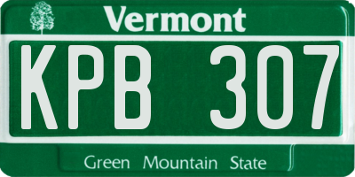 VT license plate KPB307
