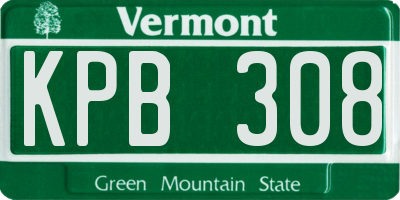 VT license plate KPB308