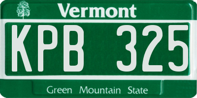VT license plate KPB325