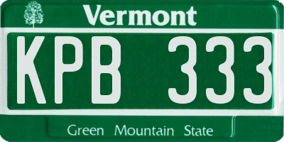 VT license plate KPB333