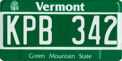 VT license plate KPB342