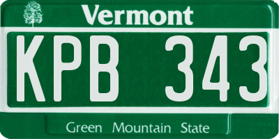 VT license plate KPB343