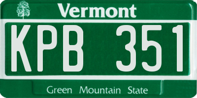 VT license plate KPB351
